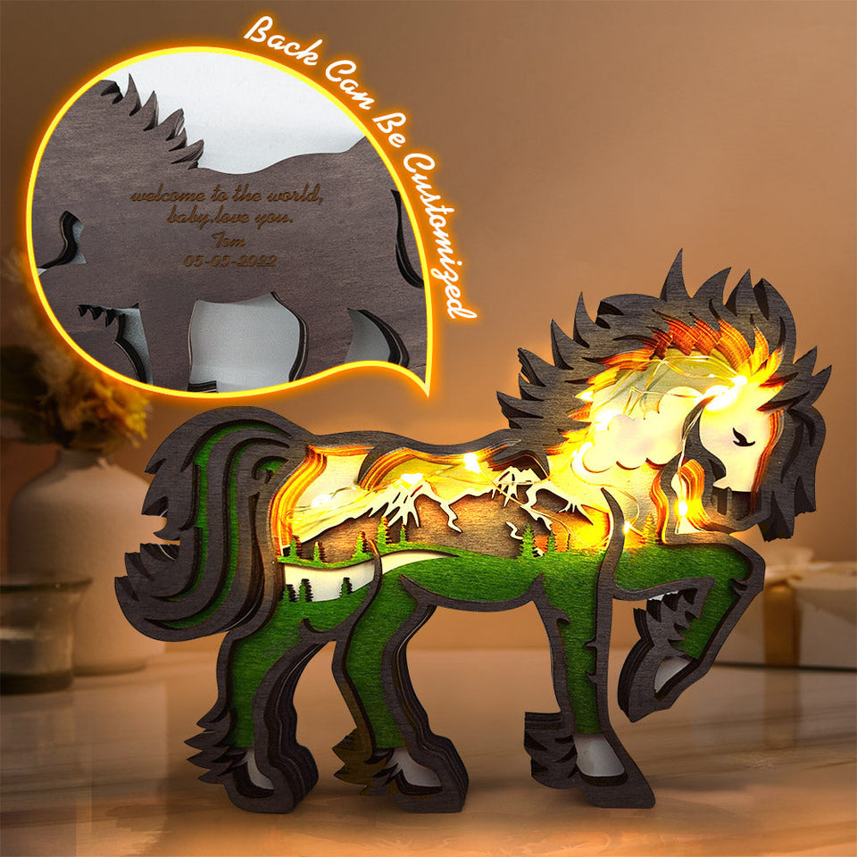 Multi-layer Woodland Bear/ Deer/ Eagle/ Horse... - Personalized Animal Wooden Statue