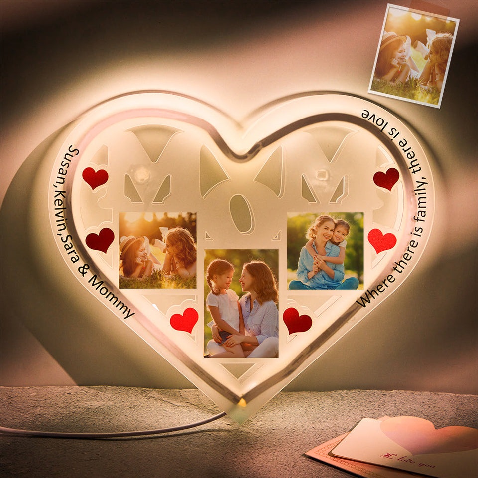 Where There Is Family There Is Love - Personalized Mother Engraved Photo Lamp