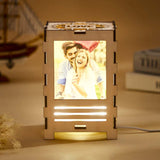Four-sided Photos Wooden - Personalized Couple Any Photo Lamp