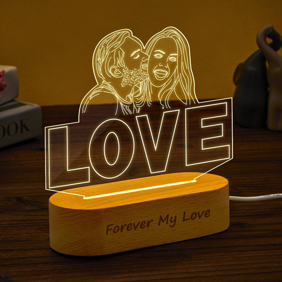 Photo Line Art Love - Personalized Couple Love Line Art Lamp