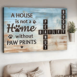 Home With Paw Prints Pet Crossword Puzzle Art - Personalized Dog Canvas And Poster