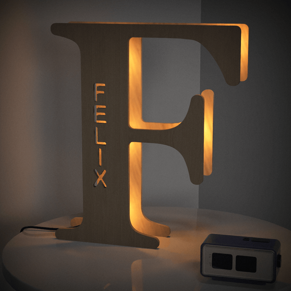Wooden Letter - Personalized Any Letter With Name Lamp