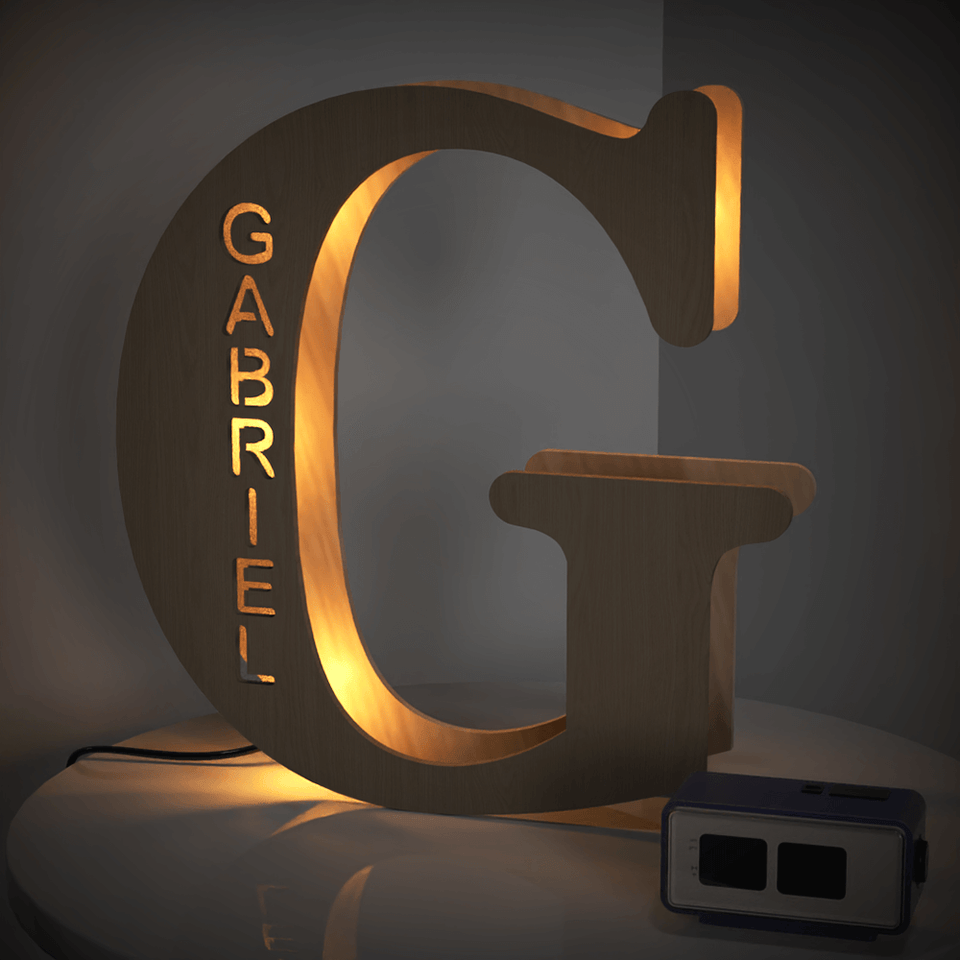 Wooden Letter - Personalized Any Letter With Name Lamp