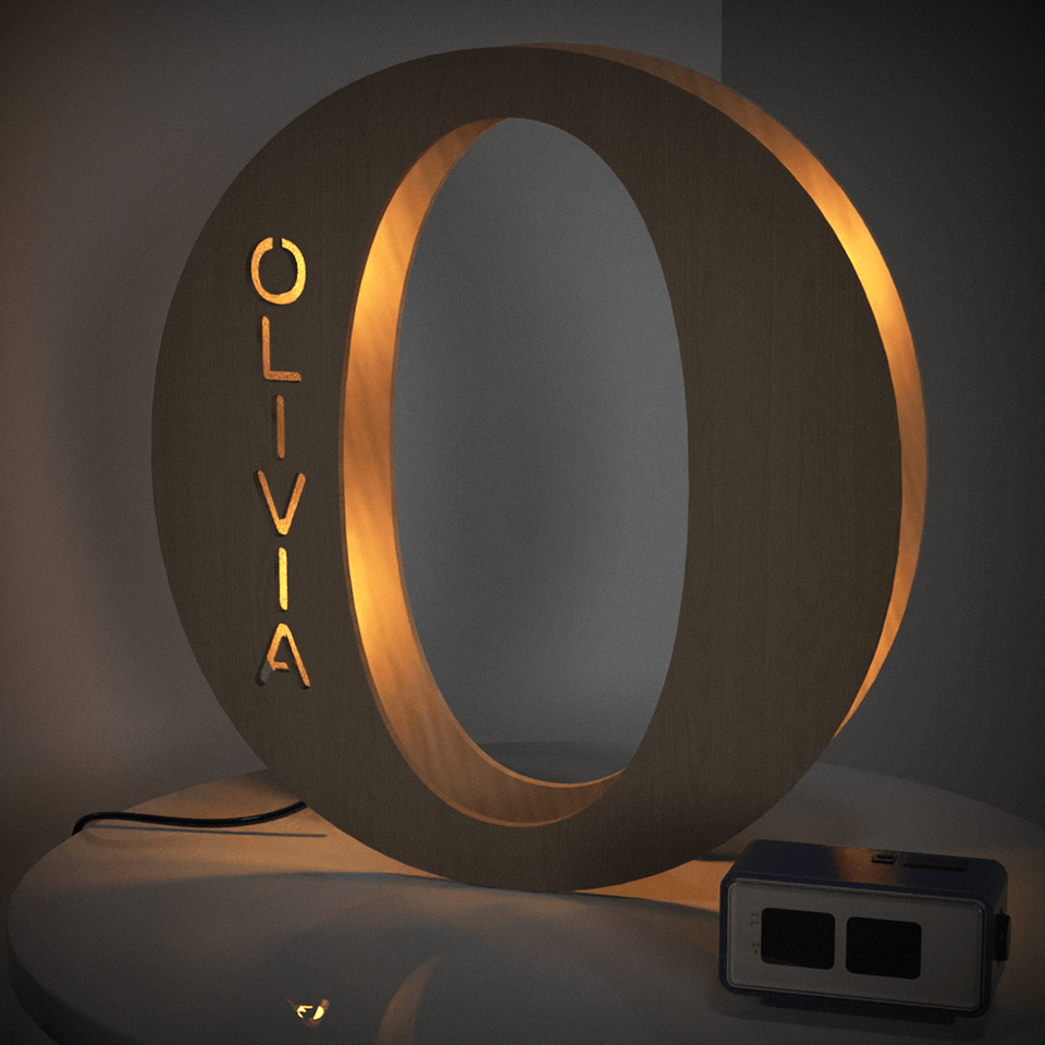 Wooden Letter - Personalized Any Letter With Name Lamp