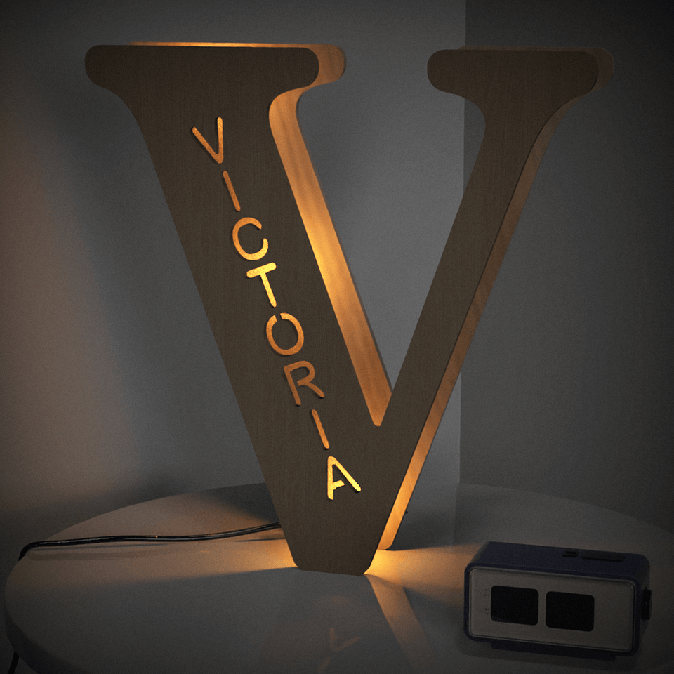 Wooden Letter - Personalized Any Letter With Name Lamp
