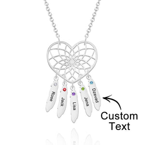 Family Name - Personalized Family Dreamcatcher Birthstone Necklace