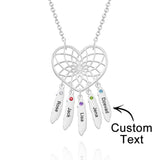 Family Name - Personalized Family Dreamcatcher Birthstone Necklace