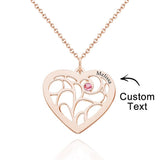 Our Family - Personalized Family Name Heart Pendant Necklace with Birthstone