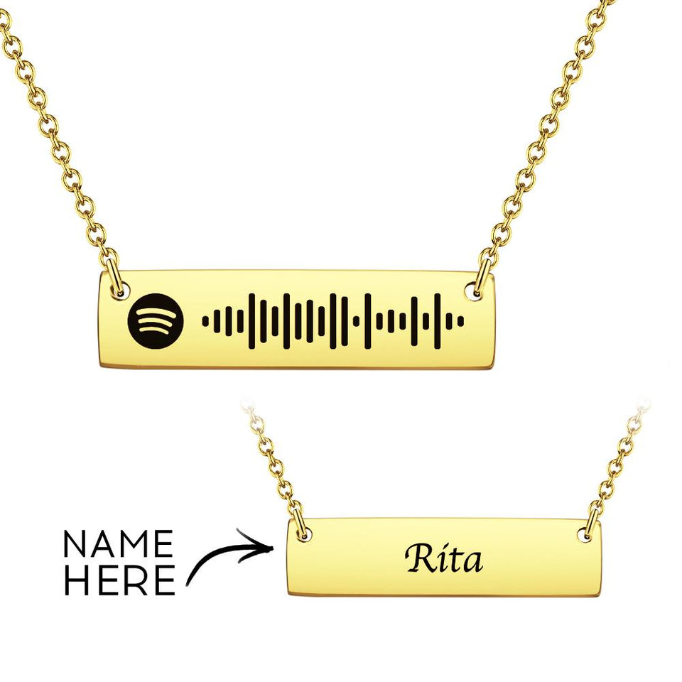 Personalized Bar Spotify Code Engraved Name Charm