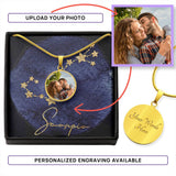 Zodiac Sign Necklace - Personalized Horoscope Round Pendant Necklace - hrs5026