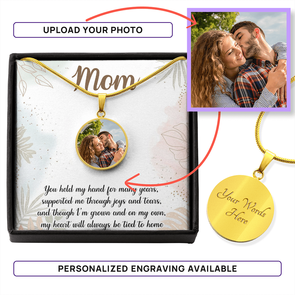 Birthday Flower - Gift for mom, wife,girlfriend, grandma - Personalized Round Pendant Necklace - mth5829 Mom