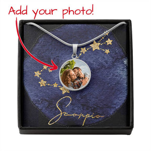Zodiac Sign Necklace - Personalized Horoscope Round Pendant Necklace - hrs5026