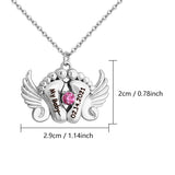 My Baby - Personalized Memorial Angel Feet Locket Birthstone Necklace