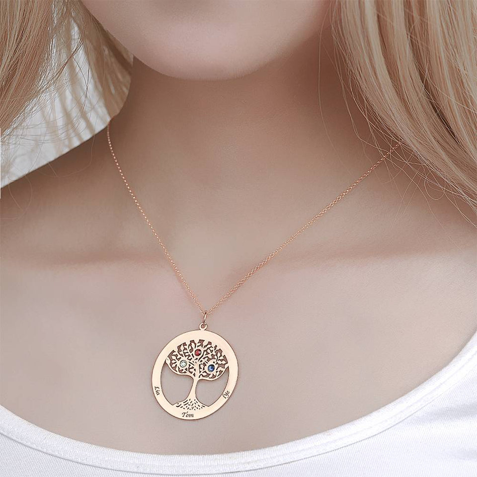 Personalized Family Tree Necklace With Birthstone
