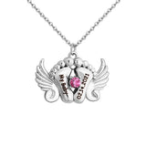 My Baby - Personalized Memorial Angel Feet Locket Birthstone Necklace