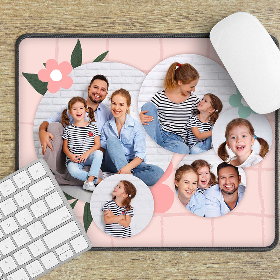 Any Photo - Personalized Photo Pink Flower Mouse Pad