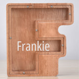 Custom Initial And Name - Personalized Letter And Name Oak Wooden Piggy Bank