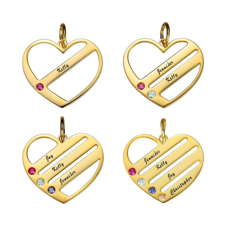 This Is Us - Personalized Family S925 Silver Birthstone Heart Name Necklace