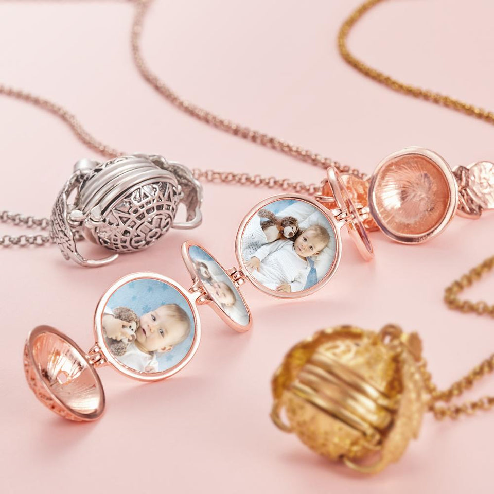 Any Photo - Personalized Angel Wings Expanding Photo Ball Locket Necklace