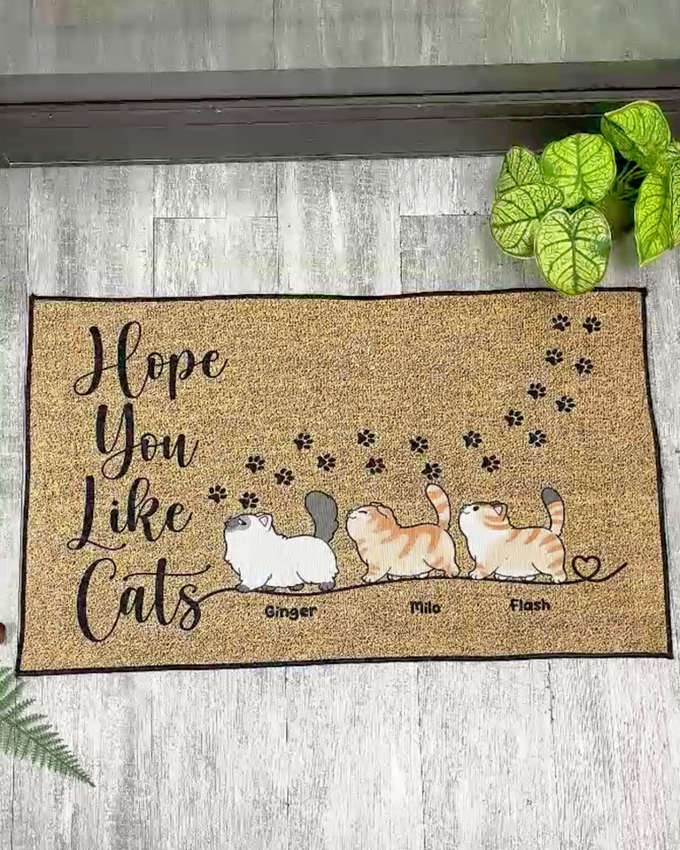 Hope You Like Cats - Personalized Cat Doormat