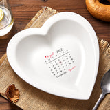 Custom Date Ceramic Heart Shaped Plate - Personalized Couple Plate