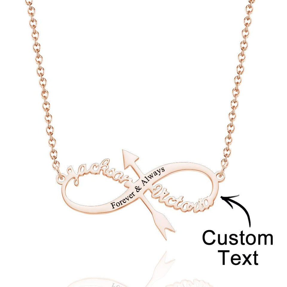 Infinity Arrow Name - Personalized Couple Infinity Arrow Necklace