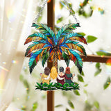 Besties Under The Palm Tree - Personalized Bestie Window Hanging Suncatcher Ornament
