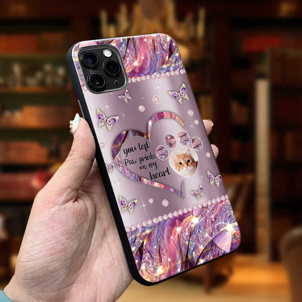 You Left Paw Prints In My Heart - Personalized Dog Phone Case