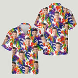 Colorful Palm Leaves Pride - Personalized LGBT Support Hawaiian Shirt