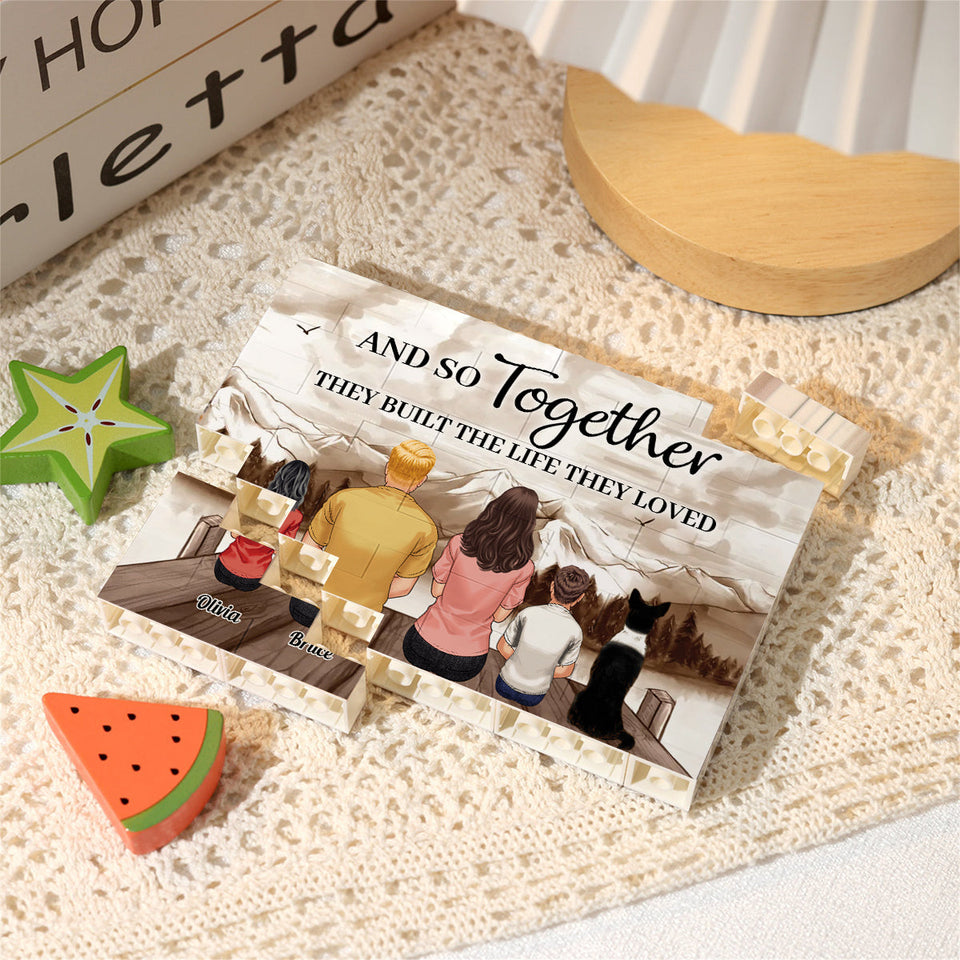 And So Together They Built The Life They Loved - Personalized Family One-sided Horizontal Rectangle Building Brick Blocks