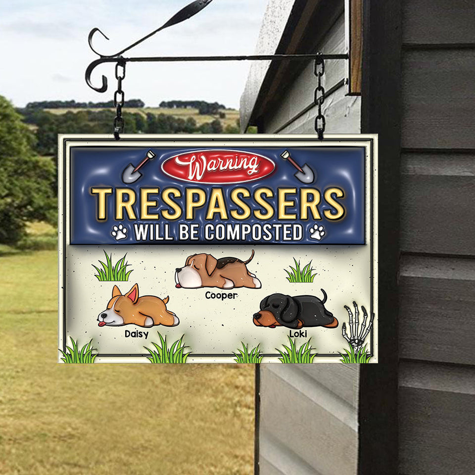 Trespassers Will Be Composted - Personalized Dog Rectangle Metal Sign