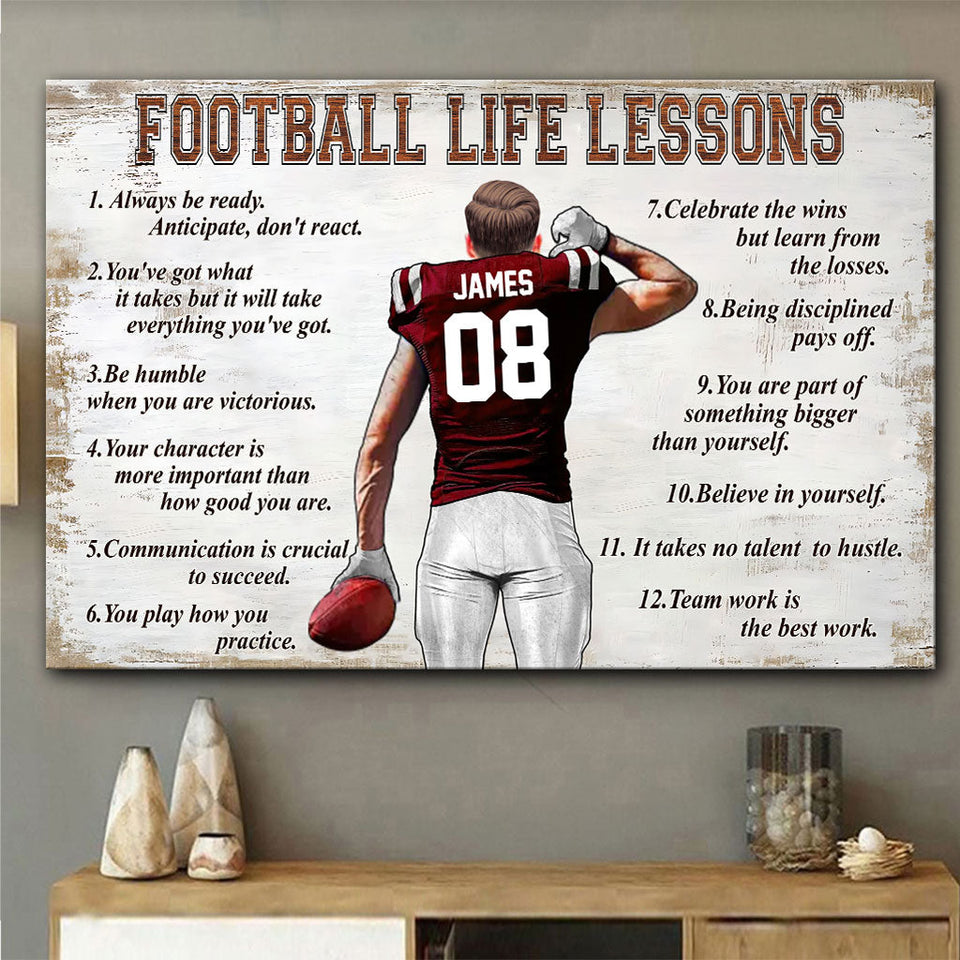 Football Life Lessons - Personalized Football Canvas And Poster