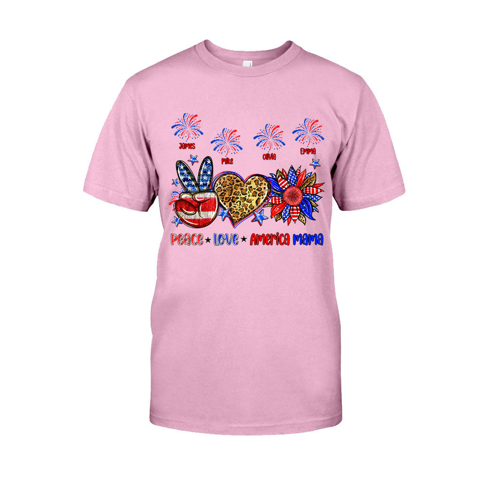 Peace Love American Nana Mama Any Title - Personalized Mother T-shirt And Hoodie