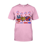Peace Love American Nana Mama Any Title - Personalized Mother T-shirt And Hoodie