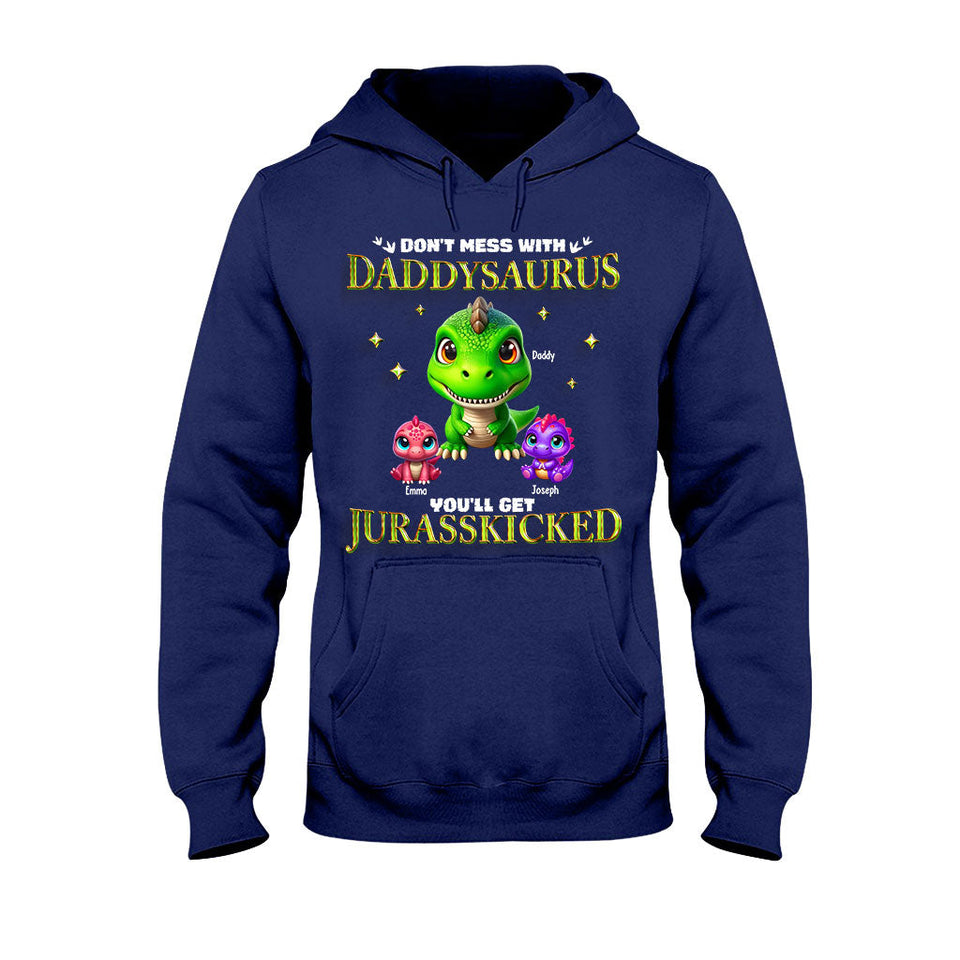 Daddysaurus Grandpasaurus 3D Dinosaurs - Personalized Father T-shirt And Hoodie