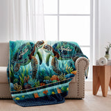 You & Me And The Sea - Personalized Turtle Blanket