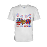 Peace Love American Nana Mama Any Title - Personalized Mother T-shirt And Hoodie