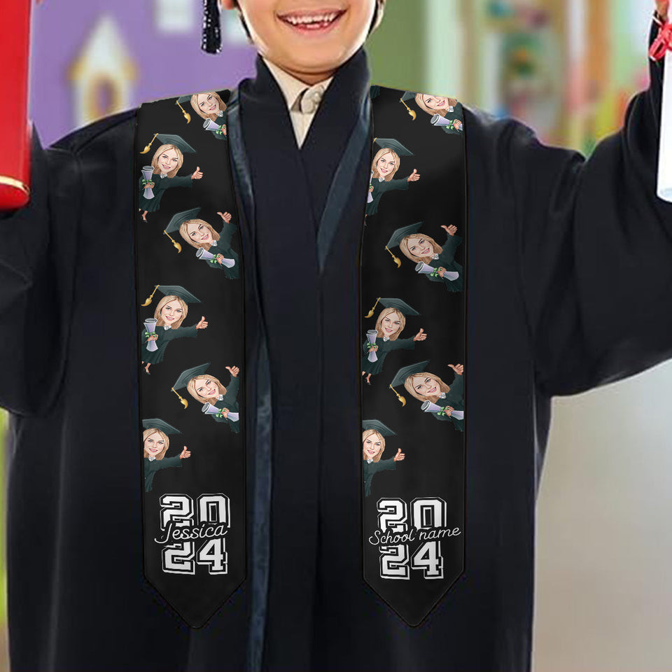 Caricature Funny Character - Personalized Graduation Graduation Stole