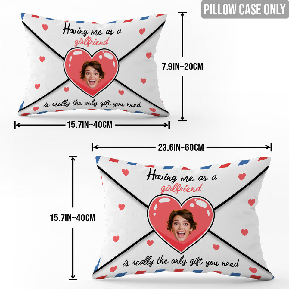 Having Me Love Letter Envelope With Face Custom - Personalized Couple Rectangle Pillow Cover