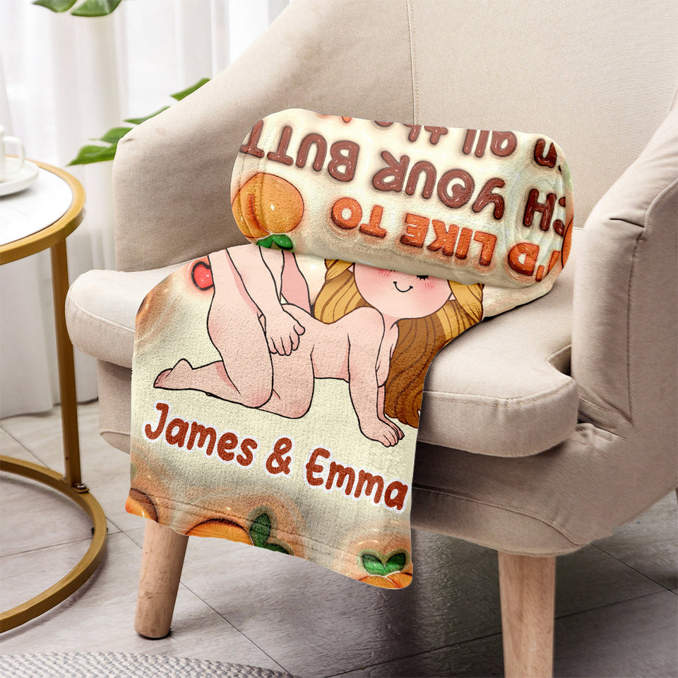 I'd Like To Touch You In All The Multiverses Inflated Peaches - Personalized Couple Blanket