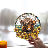 Baby Cow Sunflower - Personalized Window Hanging Suncatcher Ornament