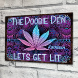 Doobie Den Lets Light Up - Personalized Weed Rectangle Metal Sign