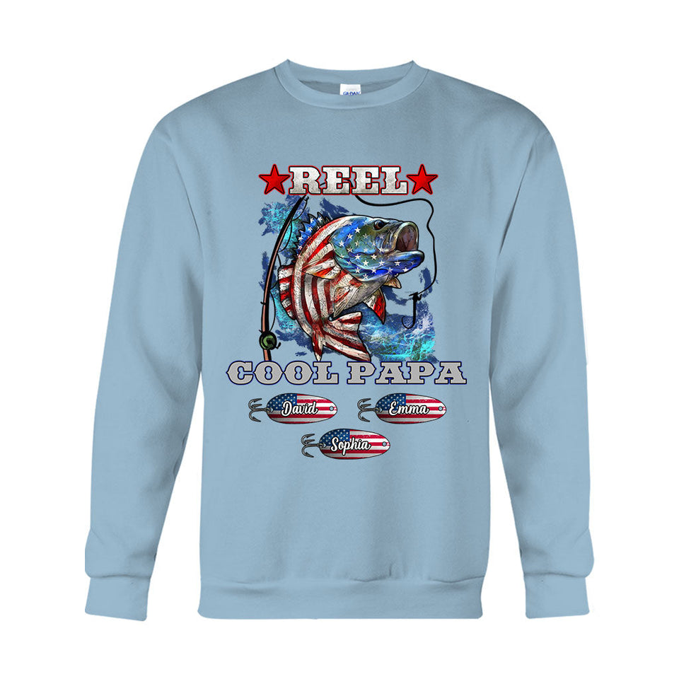 Reel Cool Papa Dad Uncle - Personalized Fishing T-shirt And Hoodie