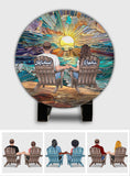 Happy Couple Enjoying Romantic Beach - Personalized Couple Round Shaped Stone