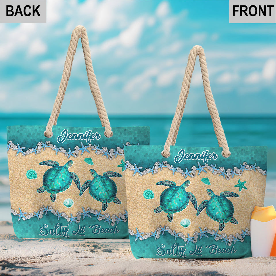 Beach Please Turle Version - Personalized Turtle Beach Bag