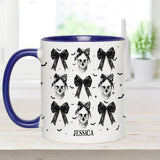 Coquette Bow Halloween Skull - Personalized Skull Accent Mug
