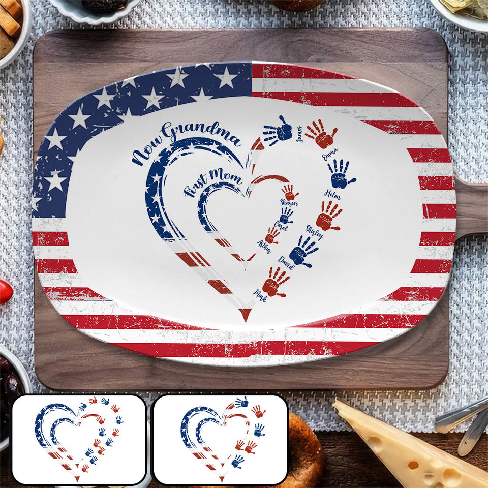 First Mom Now Grandma - Personalized Grandma Plate