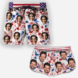 Face Customized Tropical Flag - Personalized Couple Men Shorts and Women Shorts