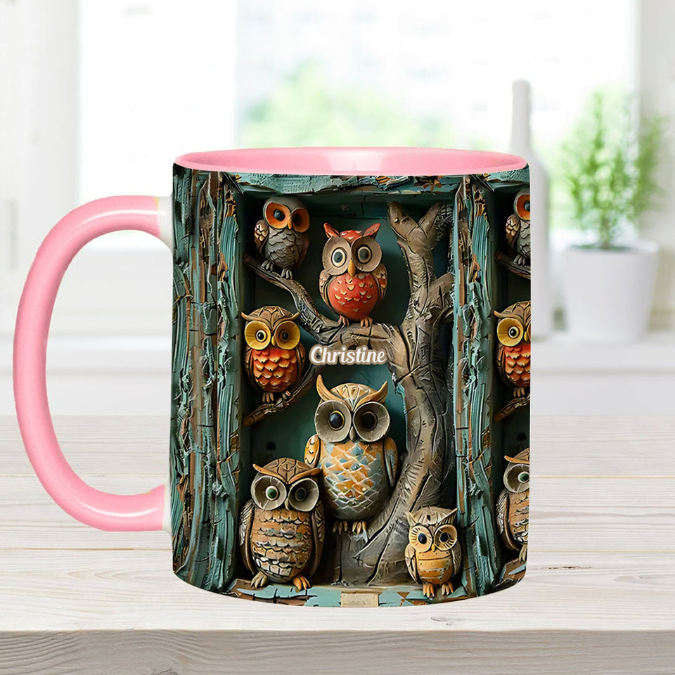 Just A Girl Who Loves Owls - Personalized Owl Accent Mug