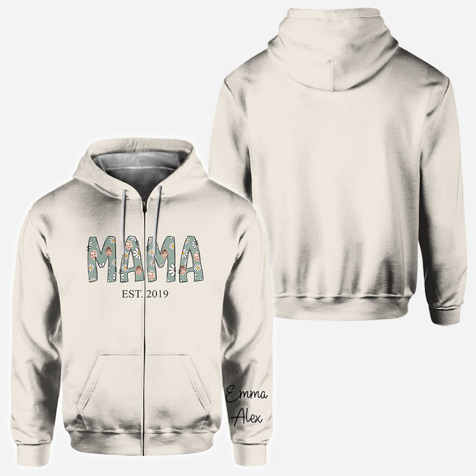 Mama Est. Photo Face Custom Daisy - Personalized Mother All Over Shirt
